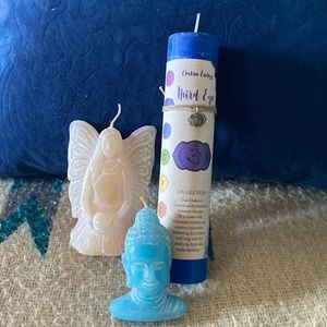 3 Candle Gift Set: FAIRY, BUDDHA, Chakra Energy: Third Eye AWARENESS